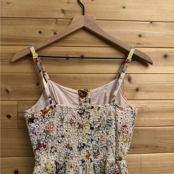 Evereve Size XS Lizzy Floral Eyelet Midi Button Spaghetti Strap Dress - Picture 11 of 13